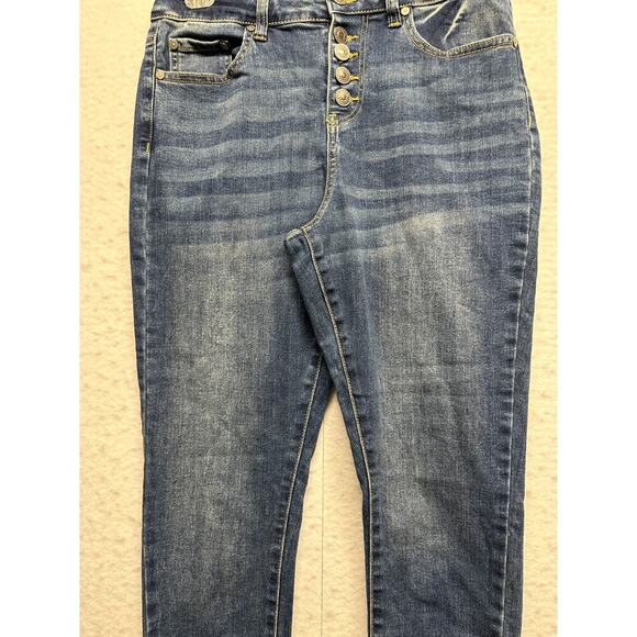 Indigo Rein Curvy Fit Skinny Blue Jeans Juniors 9 Waist 28 Distressed - Picture 4 of 11